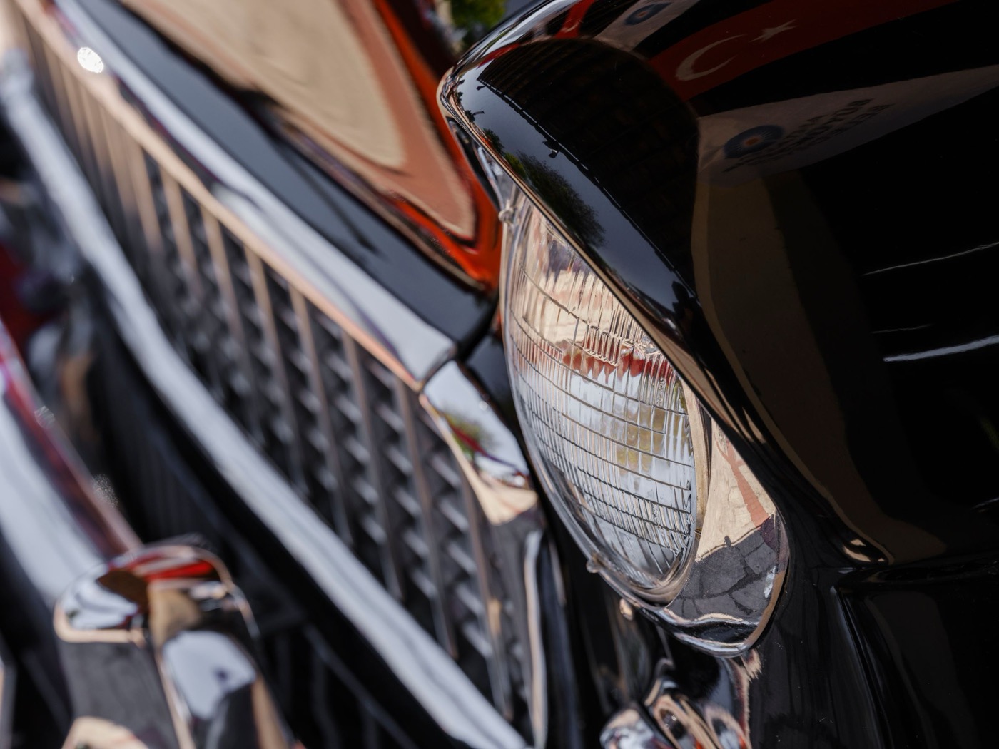 Clean chrome trim and headlight detail